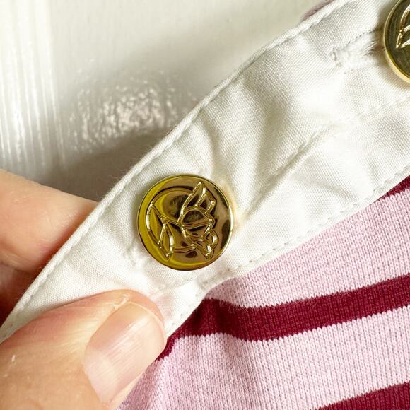 Draper James T-Shirt Dress Tie Waist Dark Pink Mariner Stripe Size XXL Preppy - Picture 11 of 15